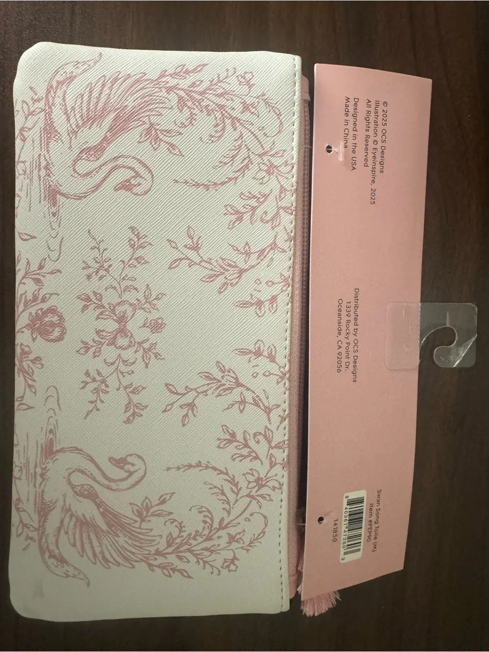 Floral Swan Pencil Pouch in Blush Pink and Cream